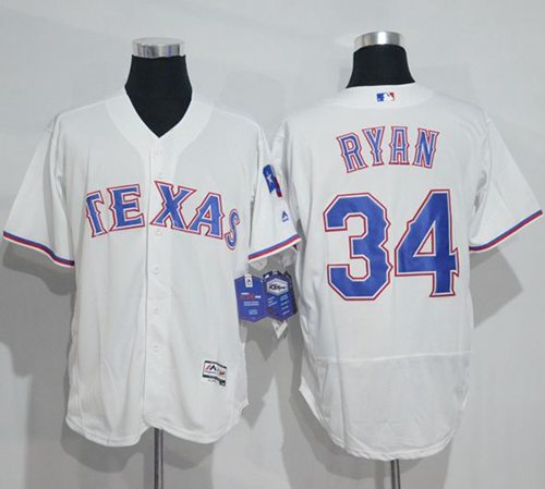 Rangers #34 Nolan Ryan White Flexbase Authentic Collection Stitched MLB Jersey